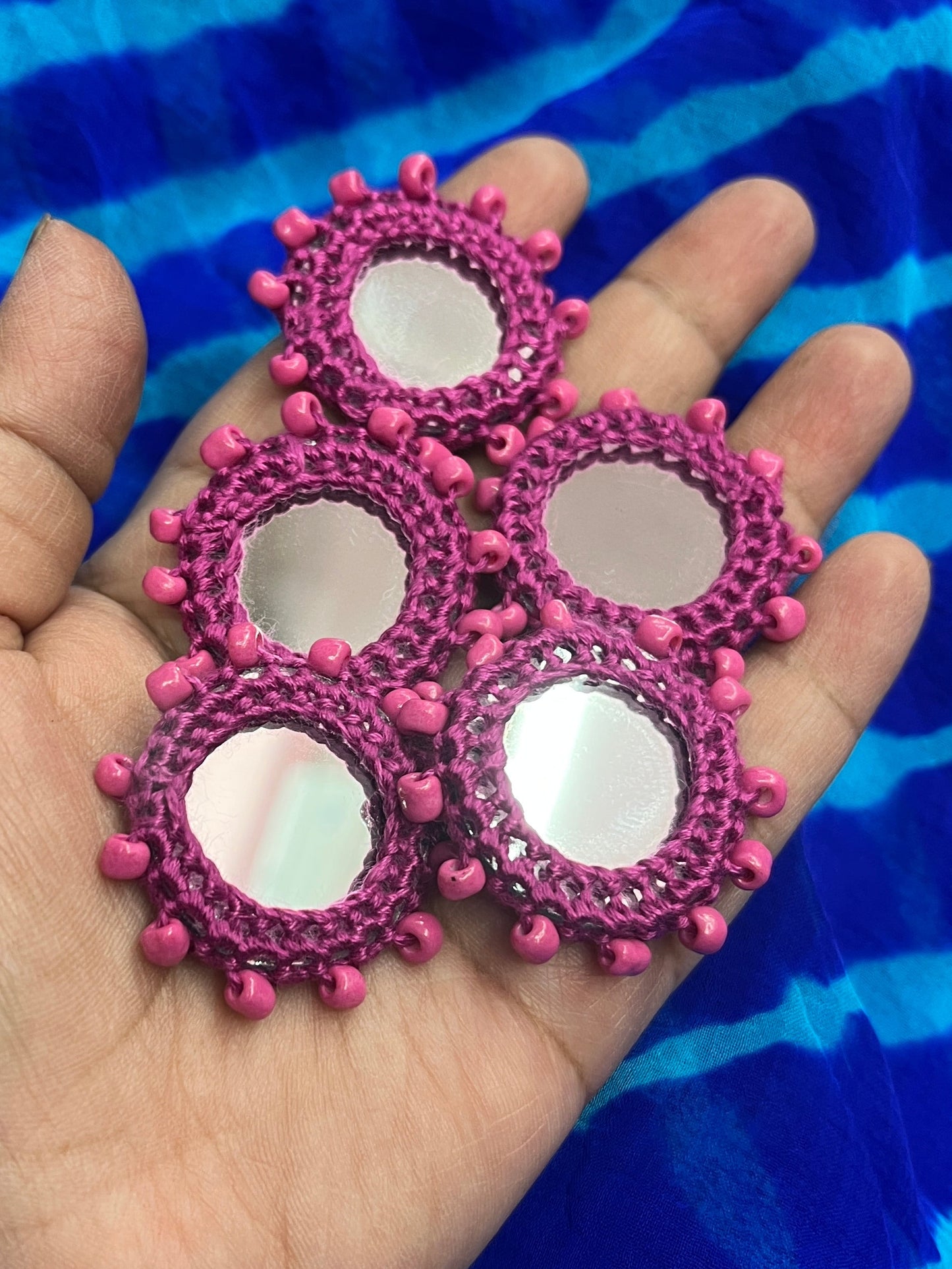 PURPLE Beaded Mirror Buttons