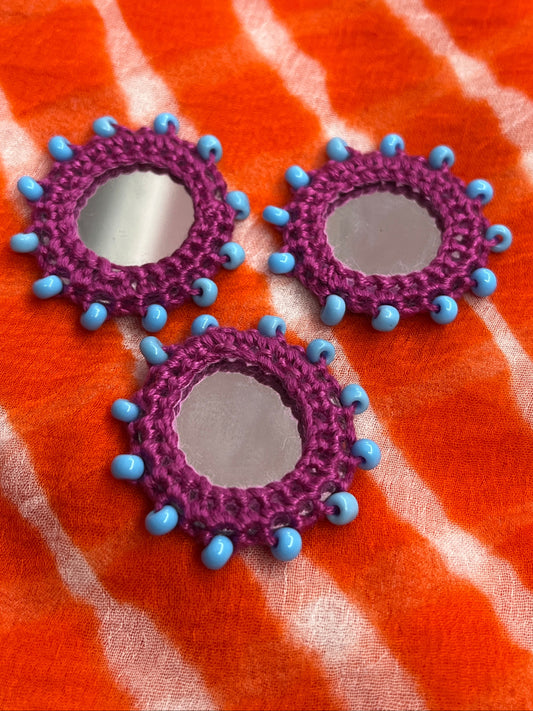 PURPLE Beaded Mirror Buttons