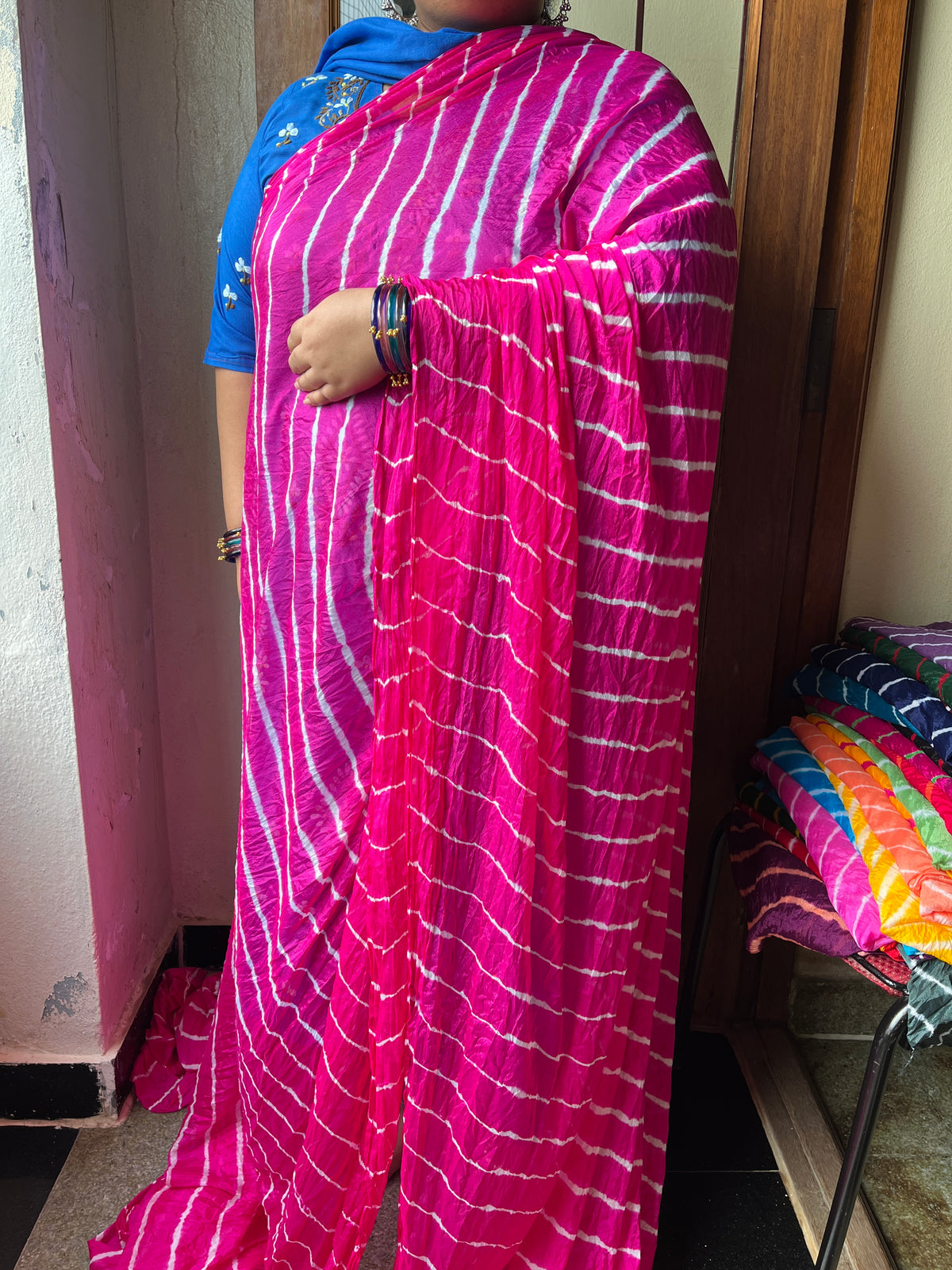 RANI PINK Lehariya Saree