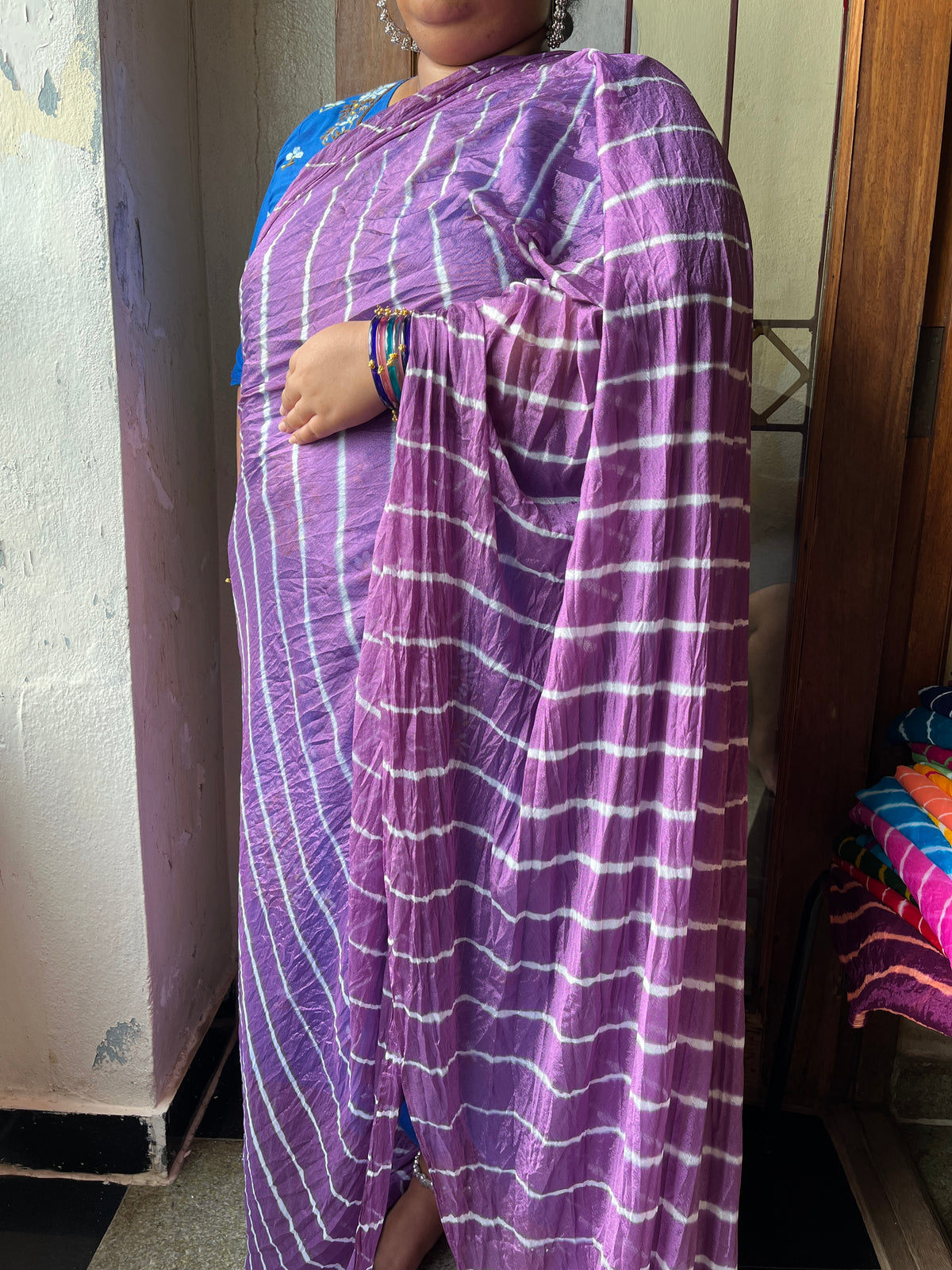 WILD LILAC Lehariya Saree