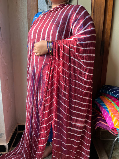 MAROON Lehariya Saree