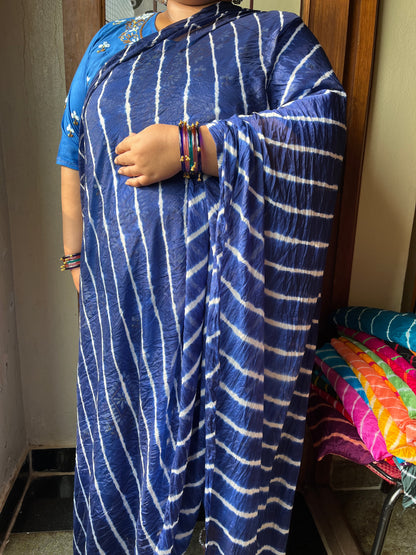 INDIGO BLUE Lehariya Saree