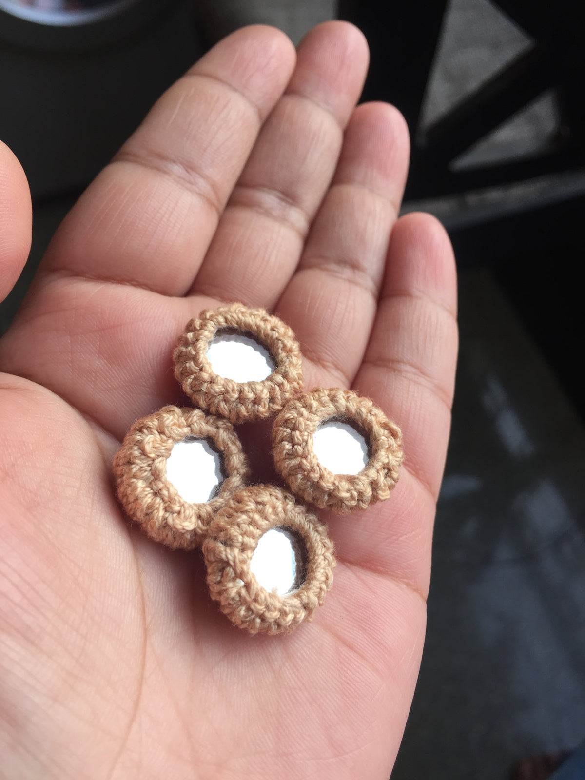 BEIGE Mini Mirror Buttons