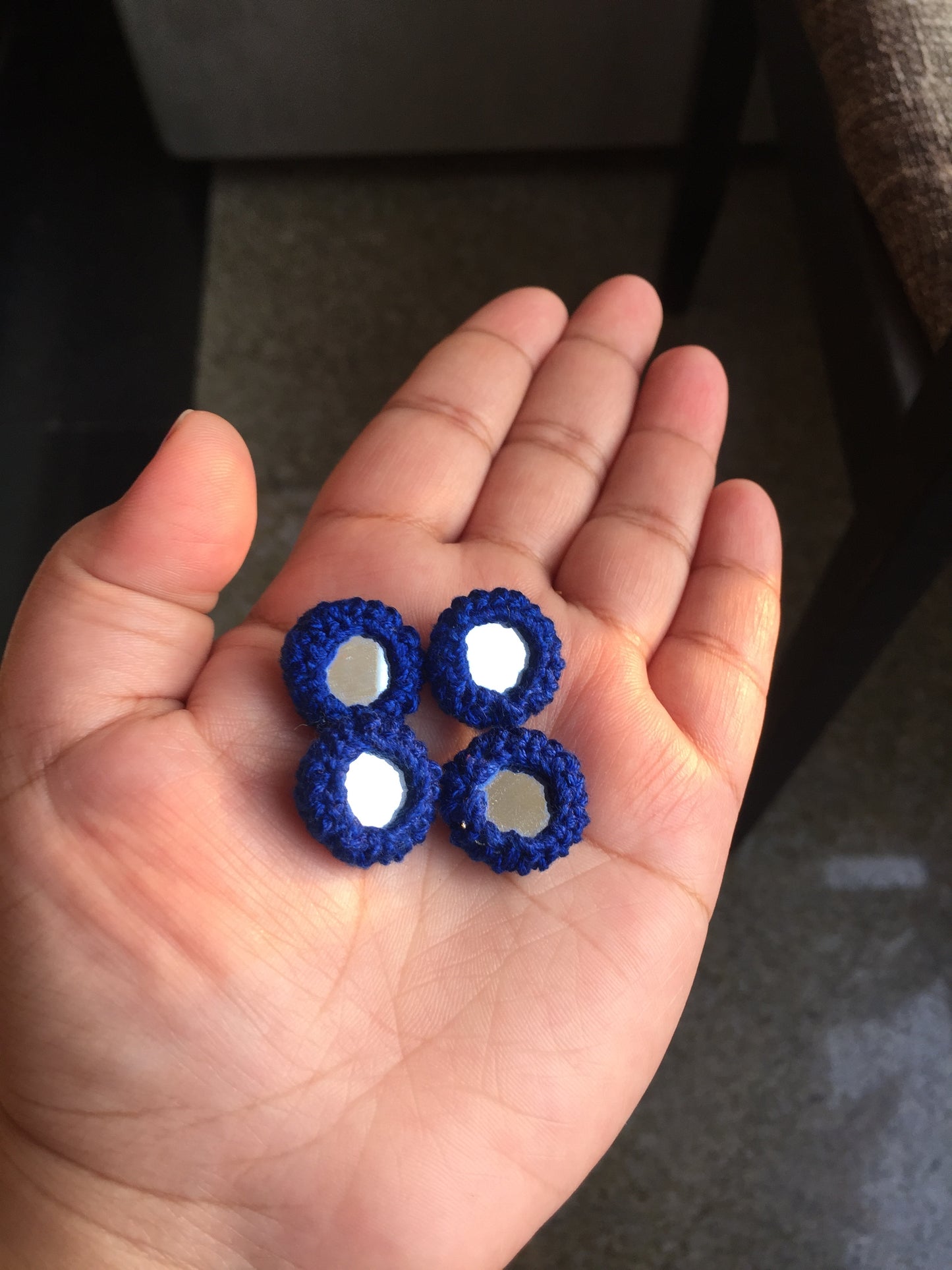 DARK BLUE Mini Mirror Buttons