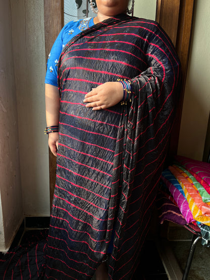 BLACK Lehariya Saree