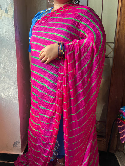 PINK Lehariya Saree