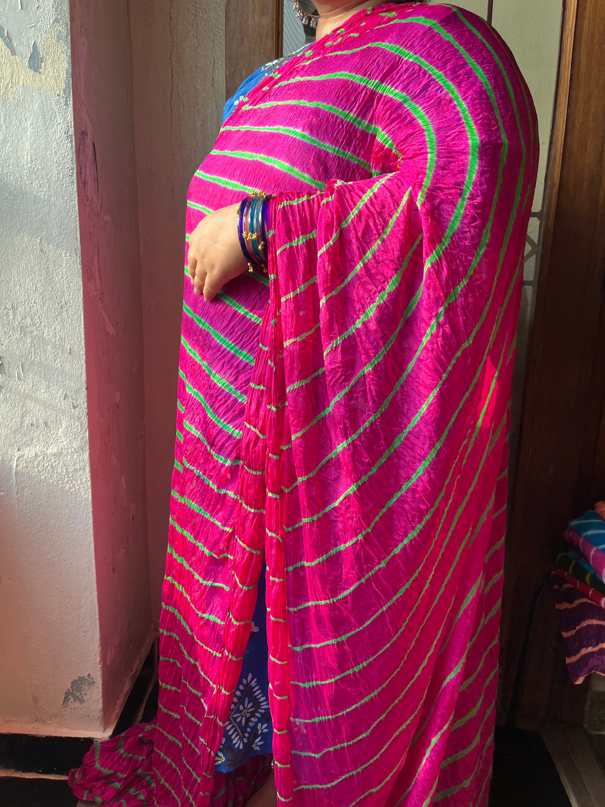 PINK Lehariya Saree