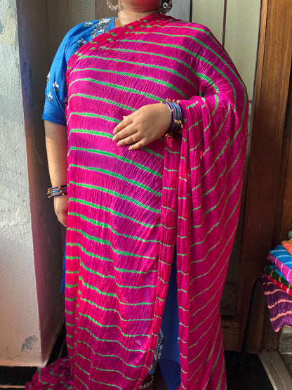 PINK Lehariya Saree