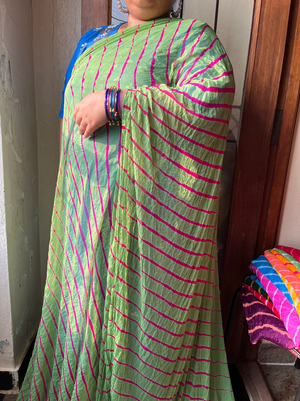 LIGHT GREEN Lehariya Saree