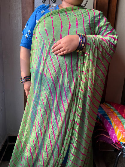 LIGHT GREEN Lehariya Saree