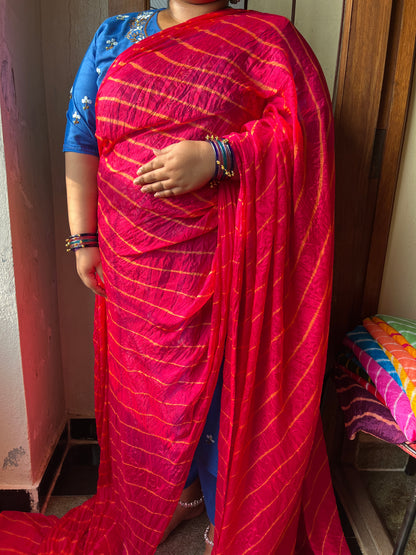 DARK PINK Lehariya Saree