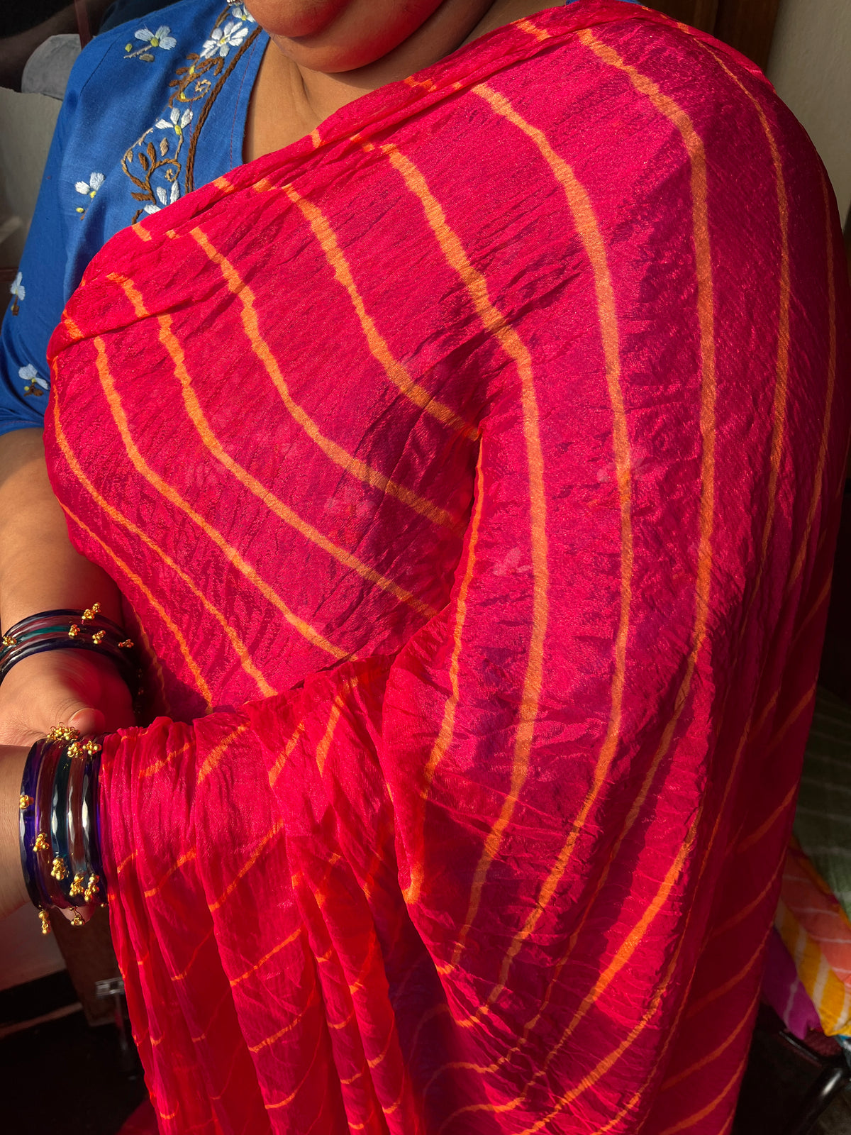 DARK PINK Lehariya Saree