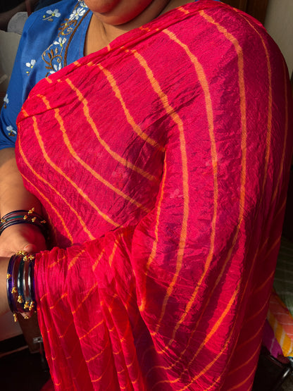 DARK PINK Lehariya Saree