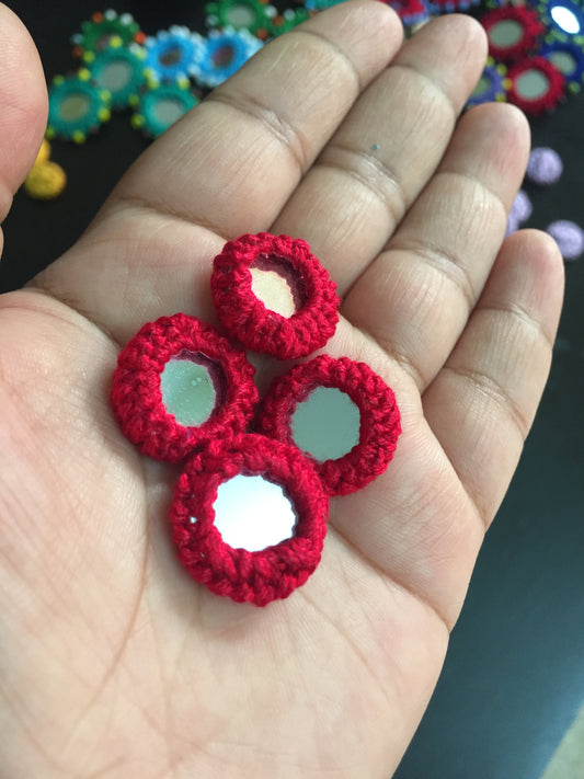 DARK RED Mini Mirror Buttons