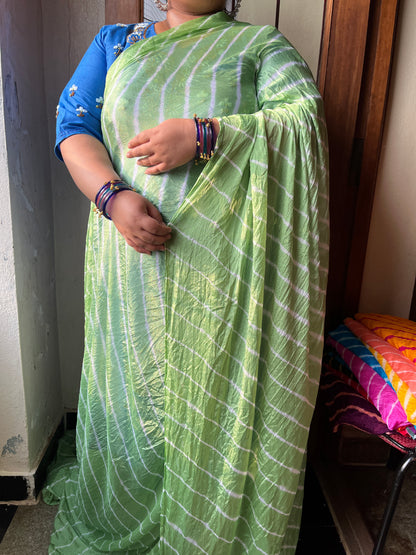 PISTA GREEN Lehariya Saree