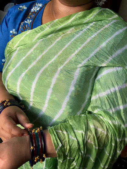 PISTA GREEN Lehariya Saree
