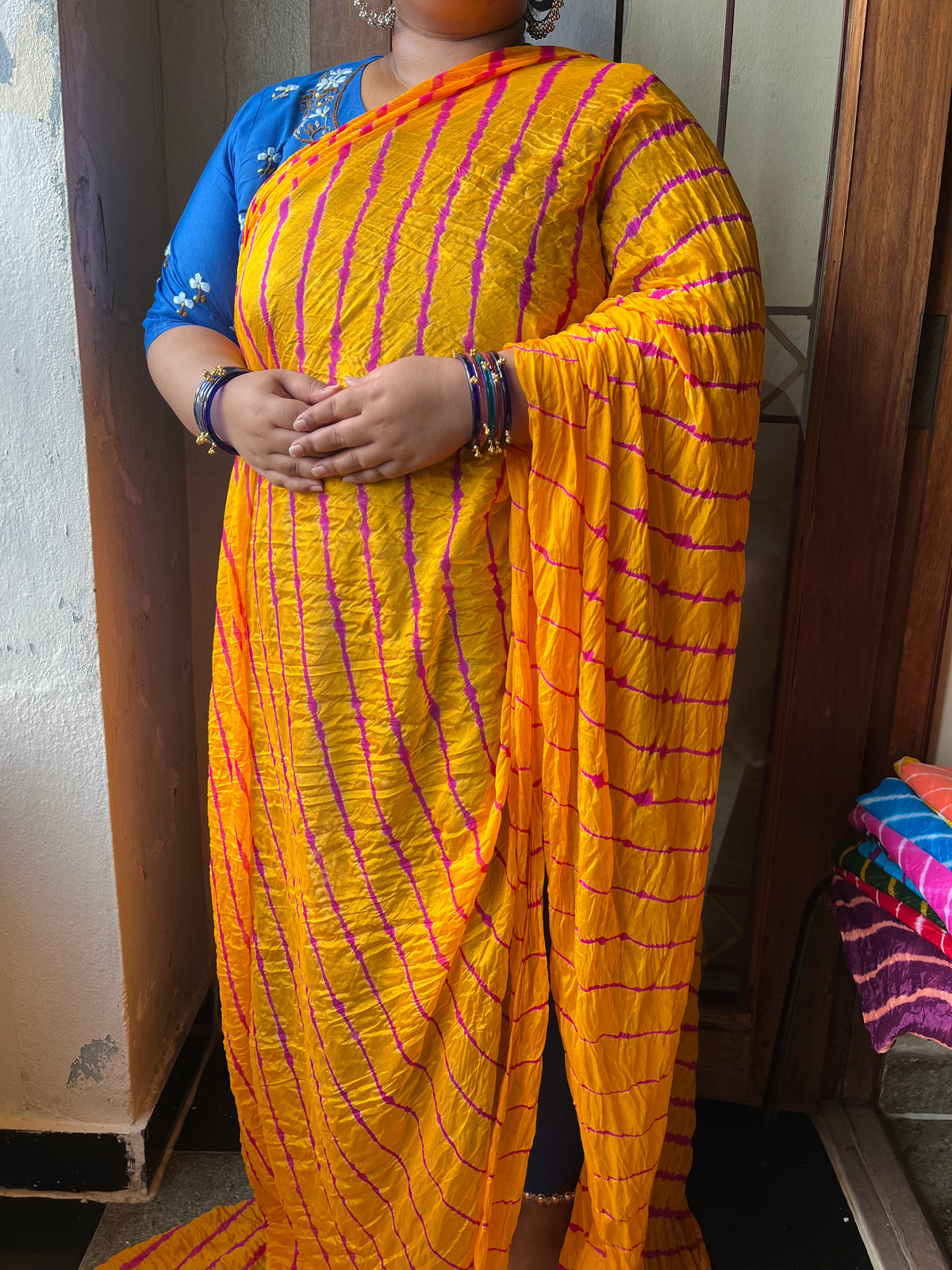 HALDI YELLOW Lehariya Saree