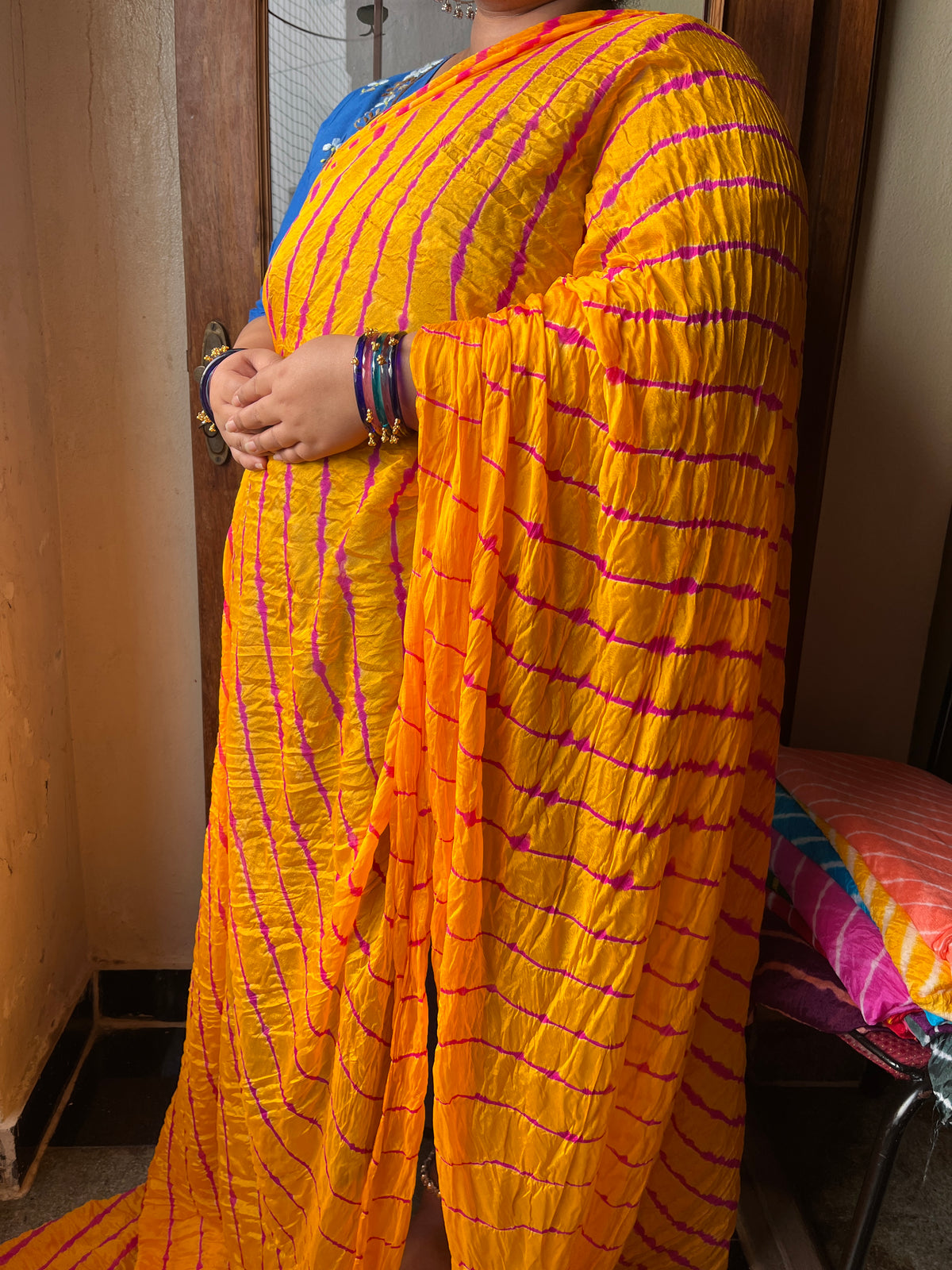 HALDI YELLOW Lehariya Saree