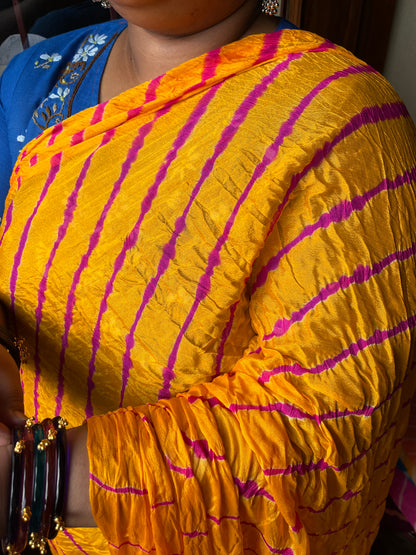 HALDI YELLOW Lehariya Saree