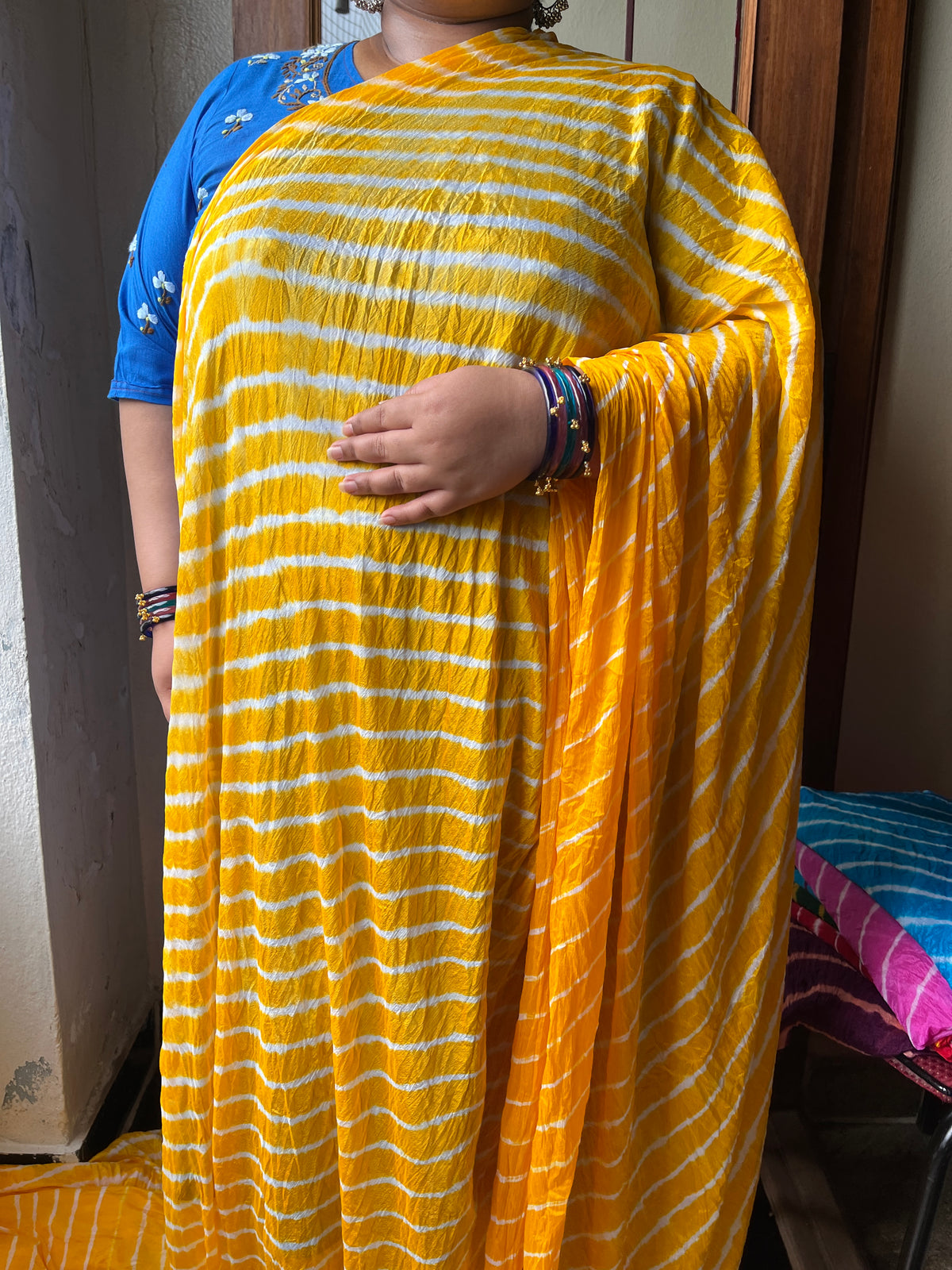 MANGO YELLOW  Lehariya Saree