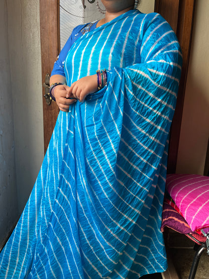 SKY BLUE Lehariya Saree