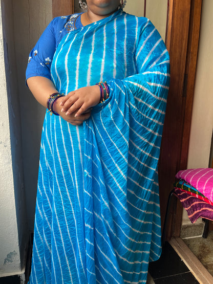 SKY BLUE Lehariya Saree