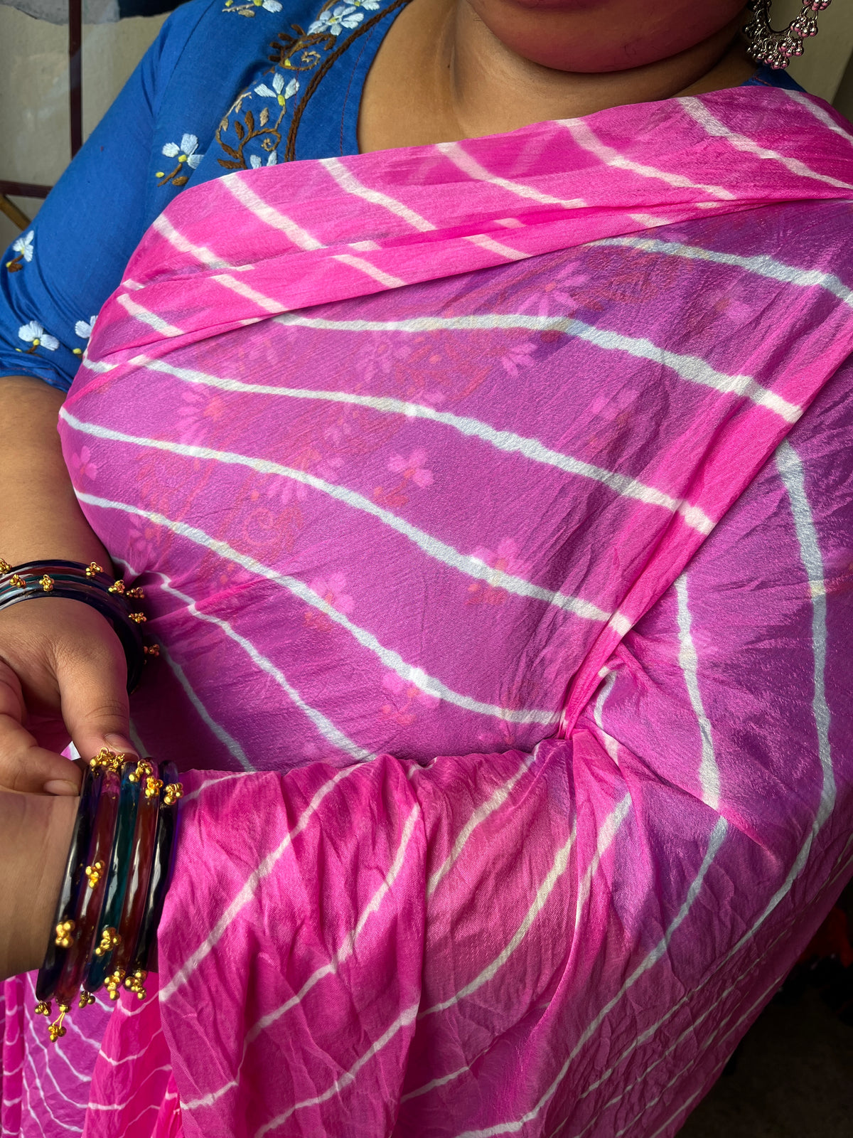 PINK Lehariya Saree