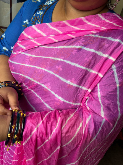 PINK Lehariya Saree