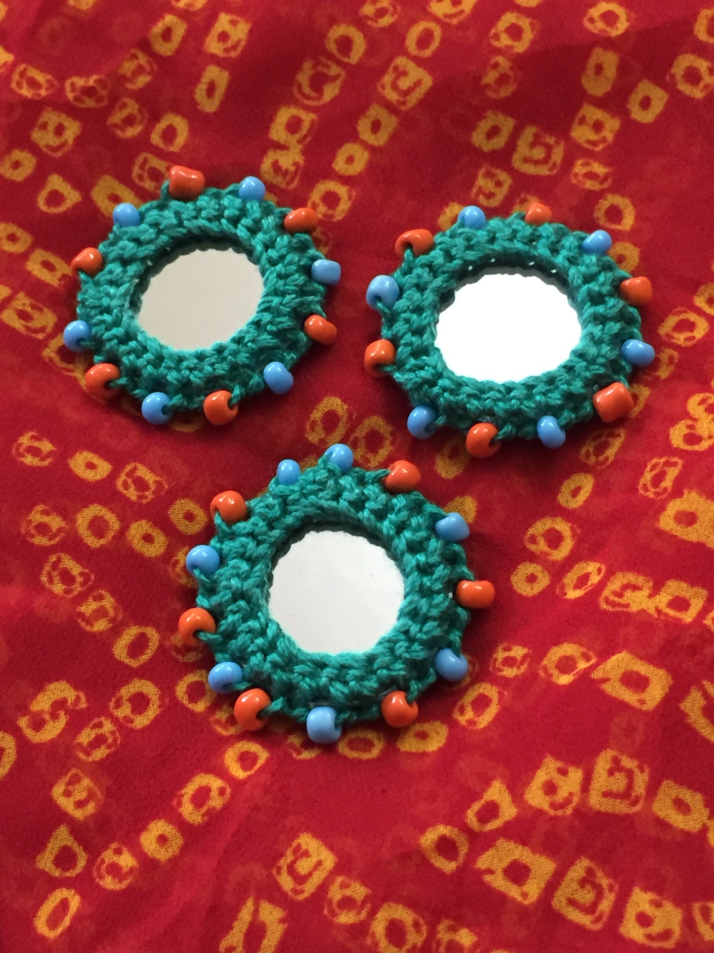 RAMA GREEN Beaded Mirror Buttons