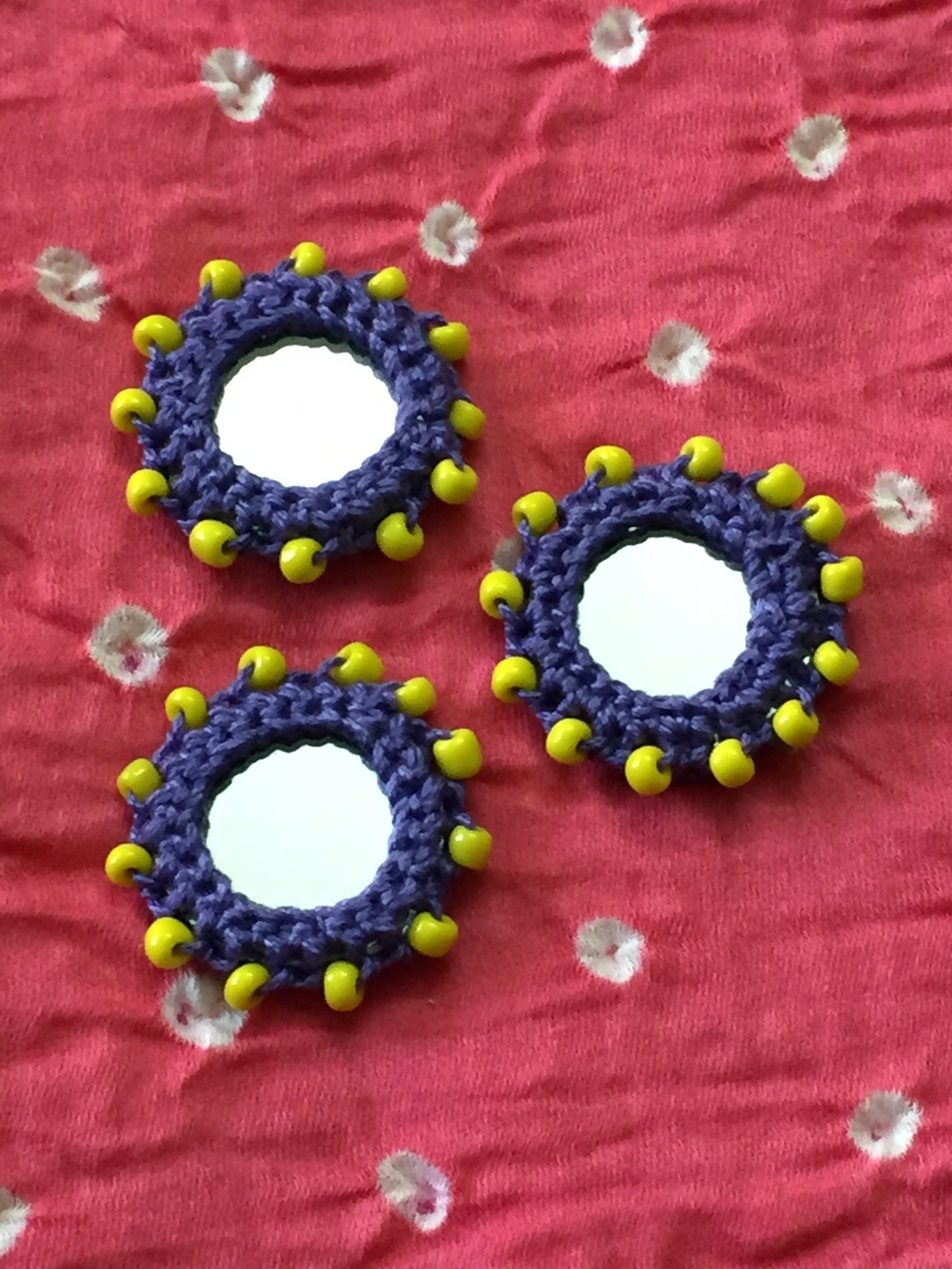 DARK PURPLE Beaded Mirror Buttons