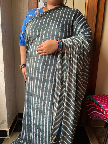 GREY Lehariya Saree