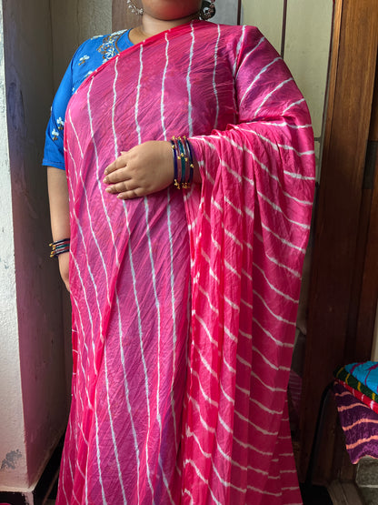PINK Lehariya Saree