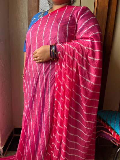 PINK Lehariya Saree