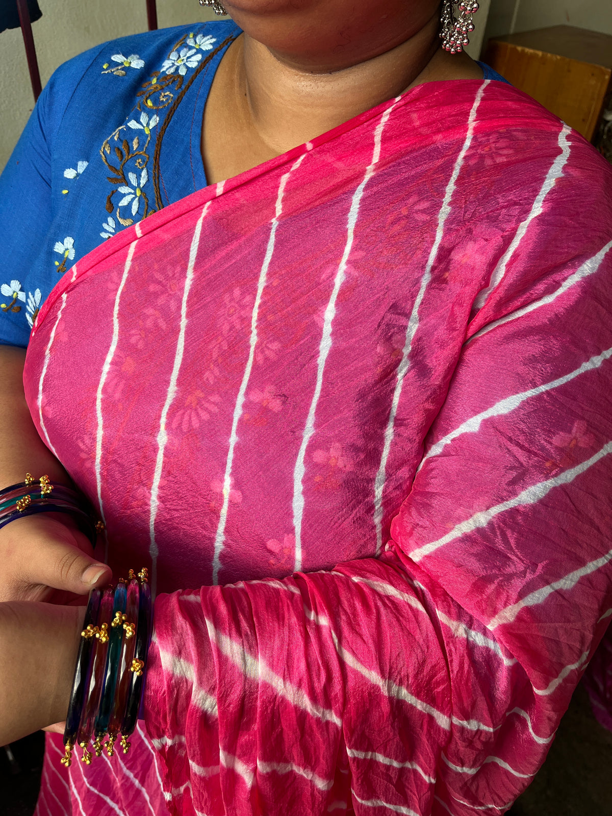 PINK Lehariya Saree