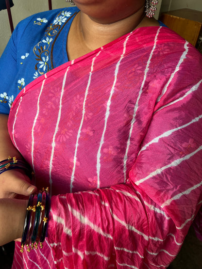 PINK Lehariya Saree