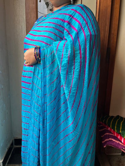 SKY BLUE Lehariya Saree