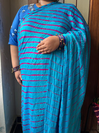 SKY BLUE Lehariya Saree