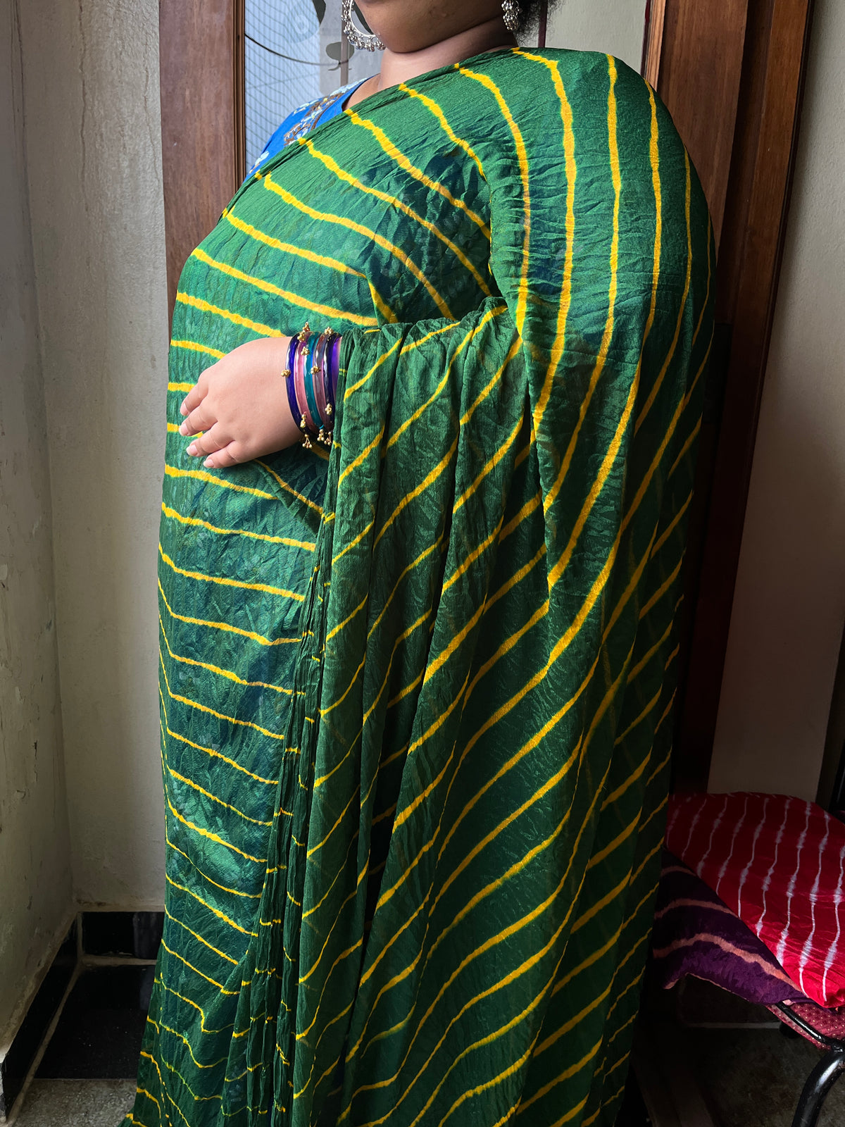 GREEN Lehariya Saree