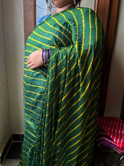 GREEN Lehariya Saree