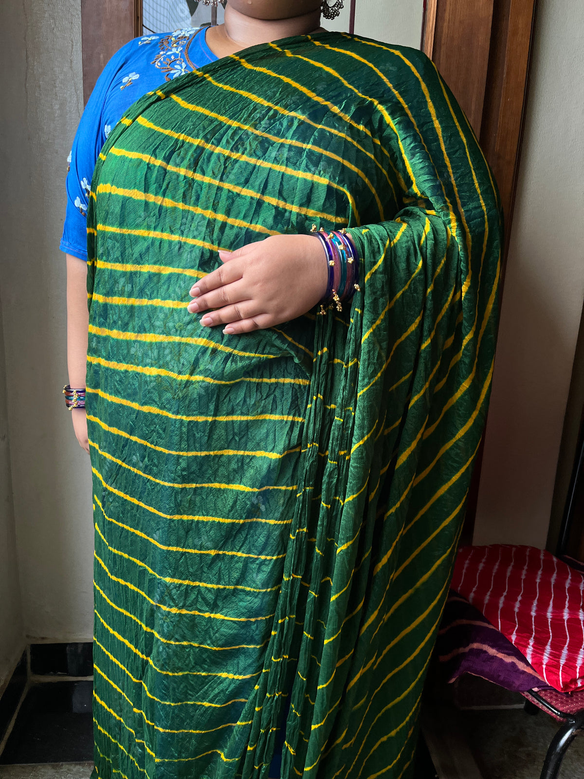 GREEN Lehariya Saree