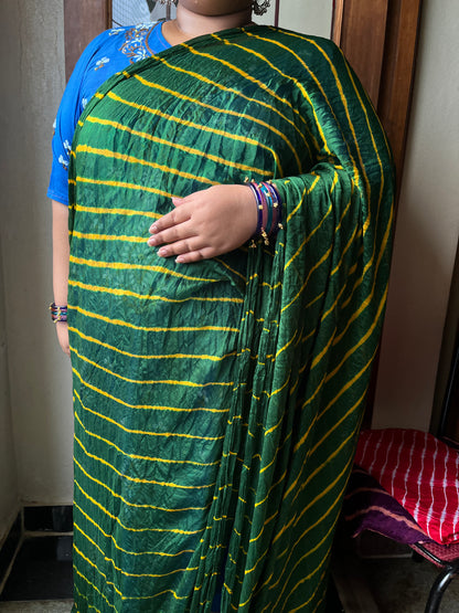 GREEN Lehariya Saree