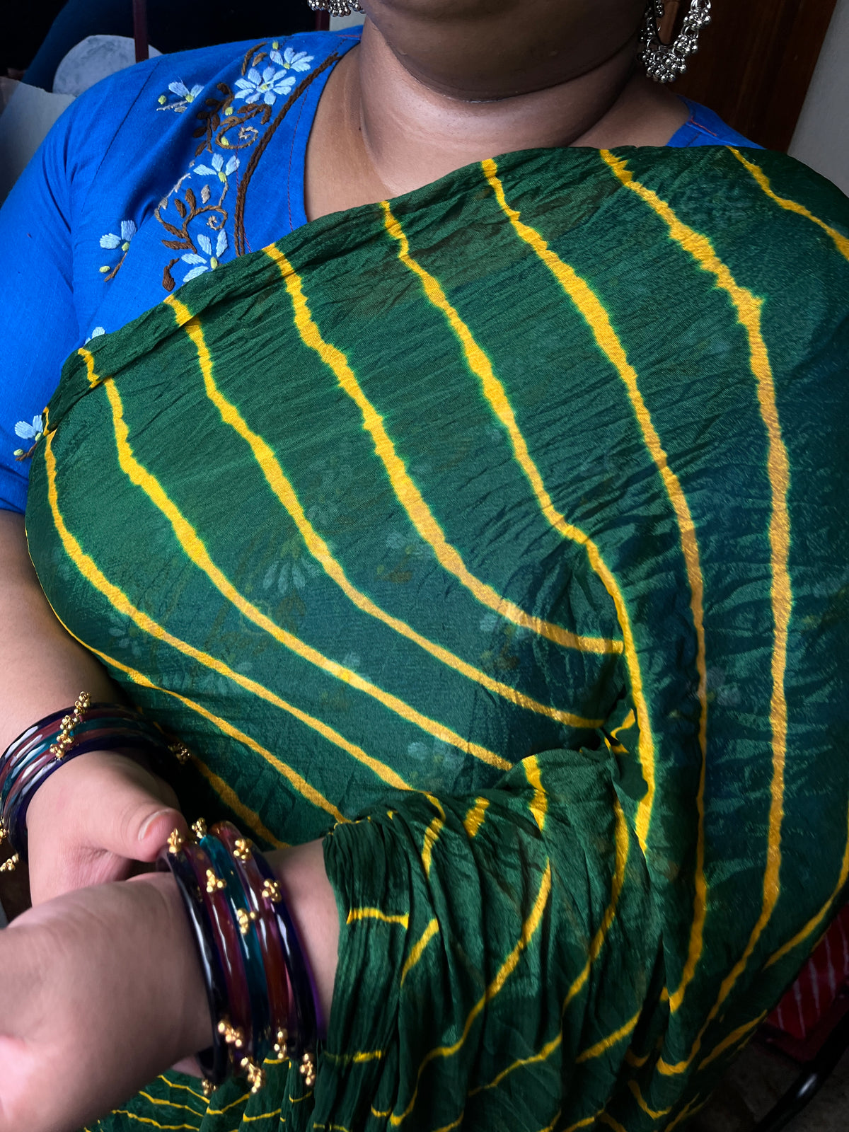 GREEN Lehariya Saree