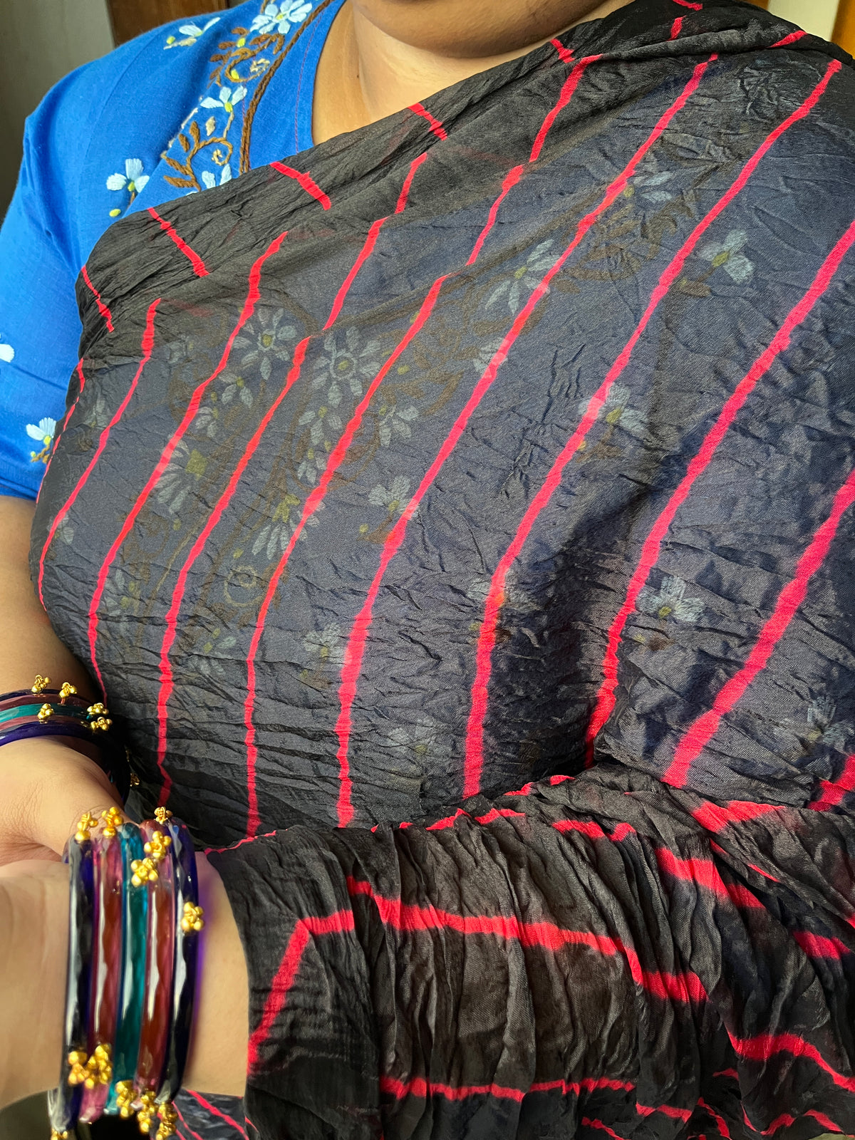BLACK Lehariya Saree
