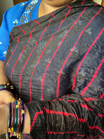 BLACK Lehariya Saree