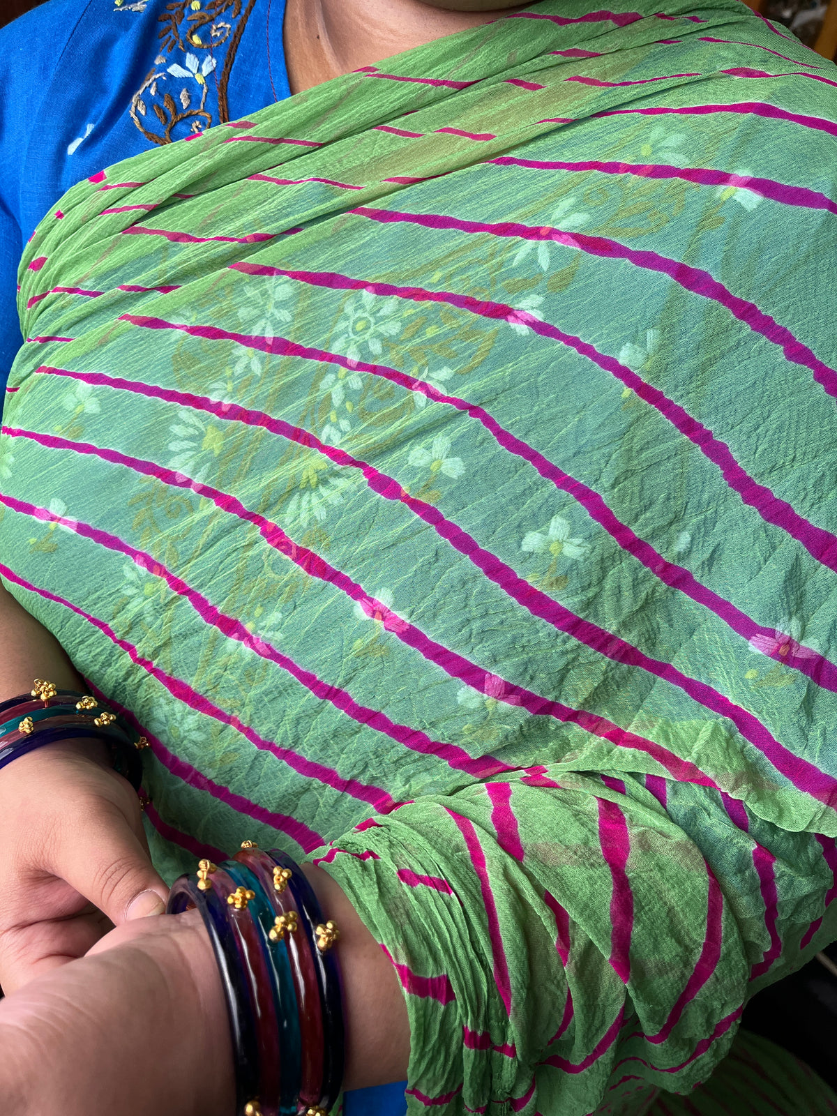 LIGHT GREEN Lehariya Saree