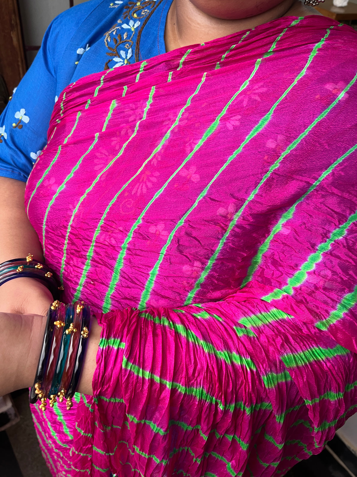 PINK Lehariya Saree