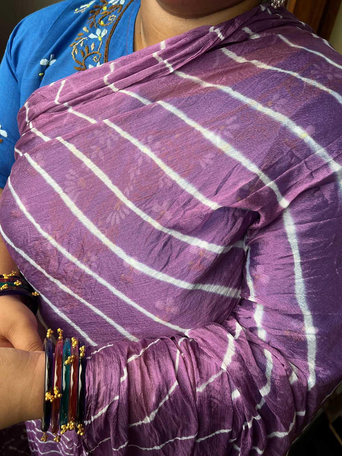 WILD LILAC Lehariya Saree