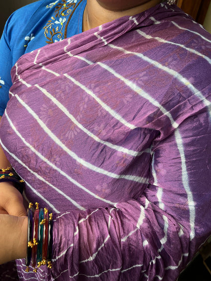 WILD LILAC Lehariya Saree