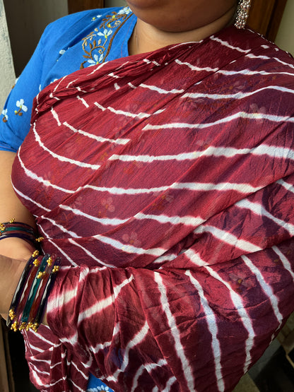 MAROON Lehariya Saree