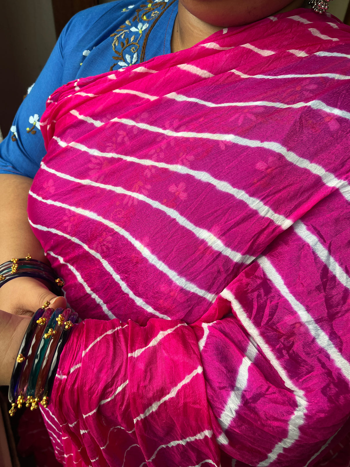 RANI PINK Lehariya Saree